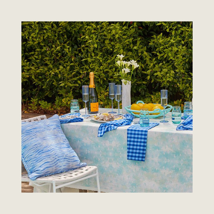 Tablecloth - Diagonal Trees Aqua 250cm x 138cm