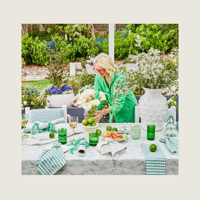 Tablecloth - Diagonal Trees Sage 350cm x 138cm