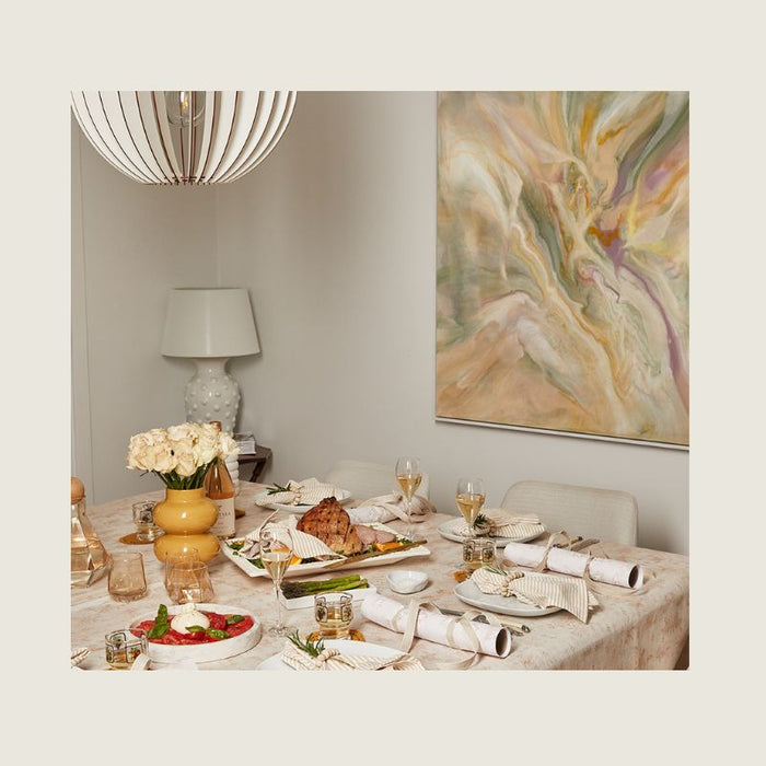 Tablecloth - Diagonal Trees Sand 250cm x 138cm